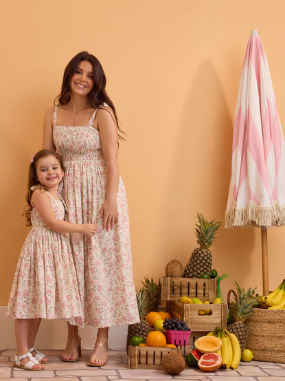 Thea Smocked Floral Midi Mama Dress - ALTAR'D STATE KIDS