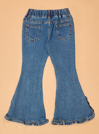 Jilly Dark Wash Ruffle Flare Jeans Detail 4 - AS Kids