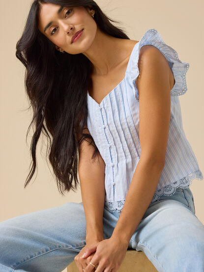 Kaelynn Stripe Button Front Top - ALTAR'D STATE KIDS