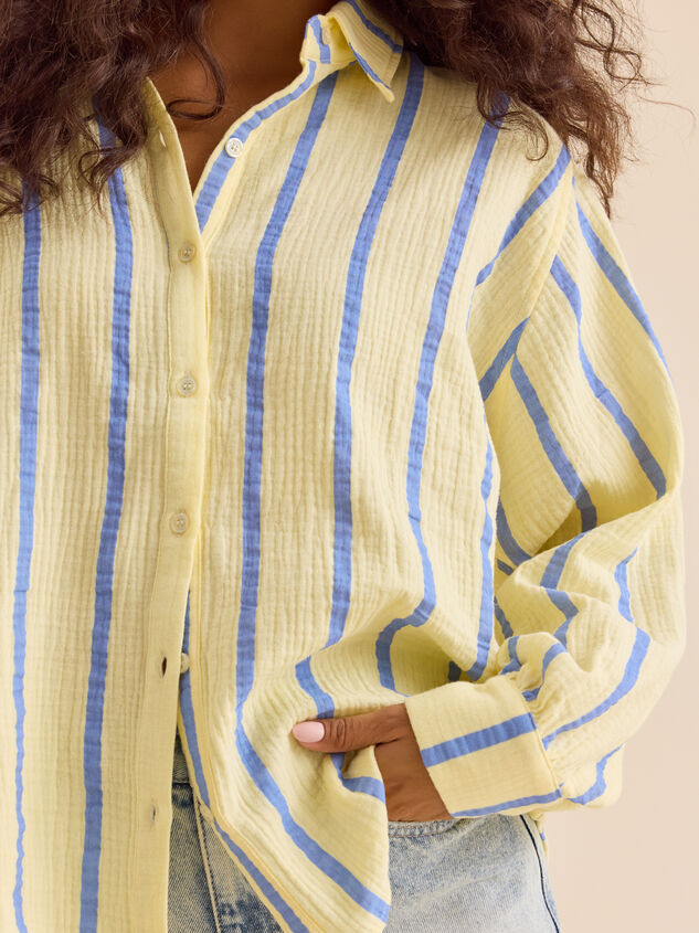 Vienna Striped Button Down Top Detail 3 - AS Kids