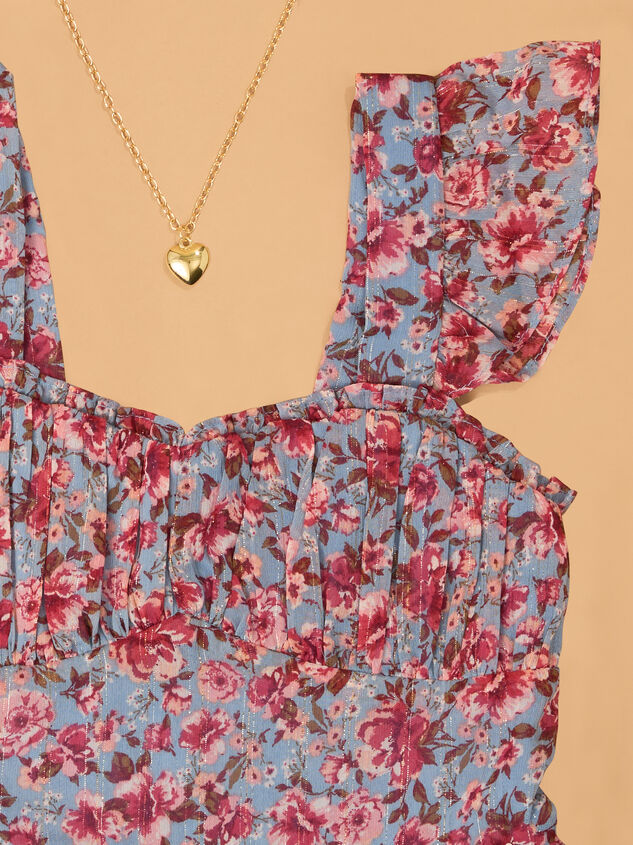 Ellie Floral Midi Dress & Necklace Detail 2 - AS Kids