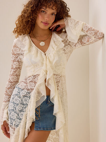 Carys Lace Chiffon Ruffle Kimono - AS Kids