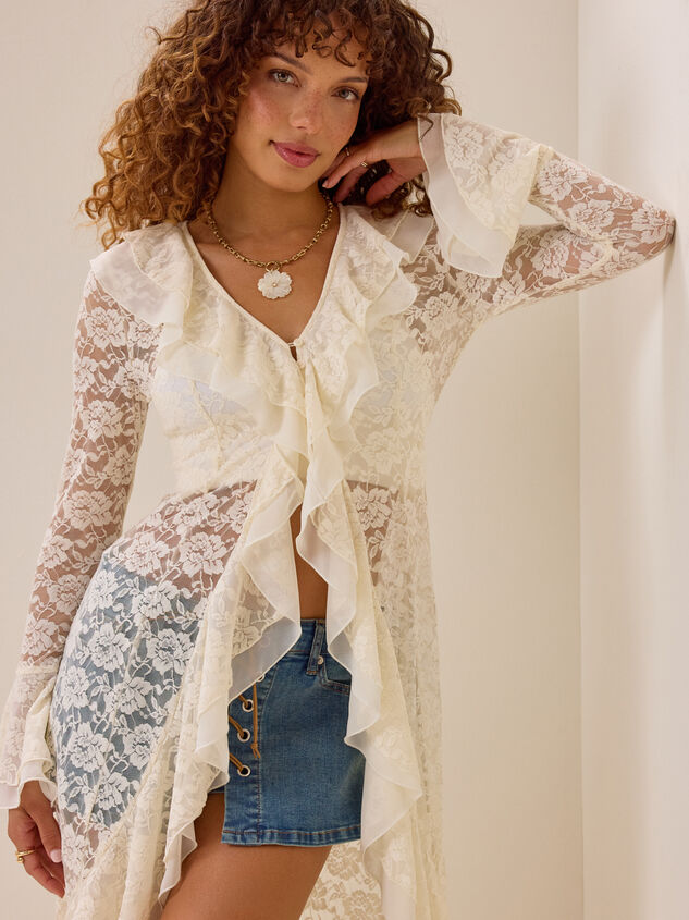 Carys Lace Chiffon Ruffle Kimono Detail 2 - AS Kids