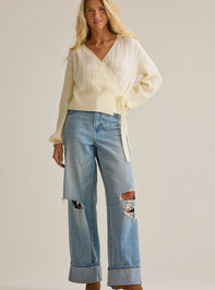 Adele Pointelle Wrap Sweater Detail 2 - AS Kids