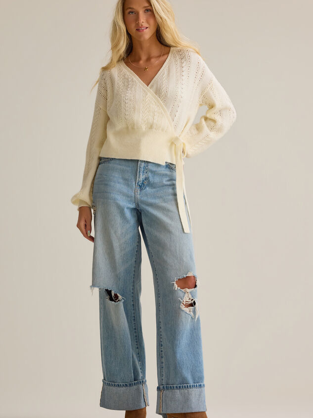 Adele Pointelle Wrap Sweater Detail 2 - AS Kids