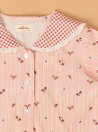 Emma Floral Peter Pan Collar Pajama Set Detail 5 - AS Kids
