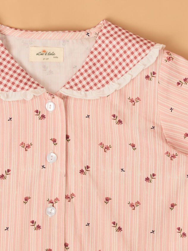 Emma Floral Peter Pan Collar Pajama Set Detail 5 - AS Kids