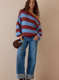 Aelin Stripe Asymmetrical Sweater Detail 2 - AS Kids