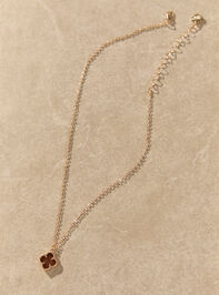 Dainty Brown Clover Necklace Detail 4 - AS Kids