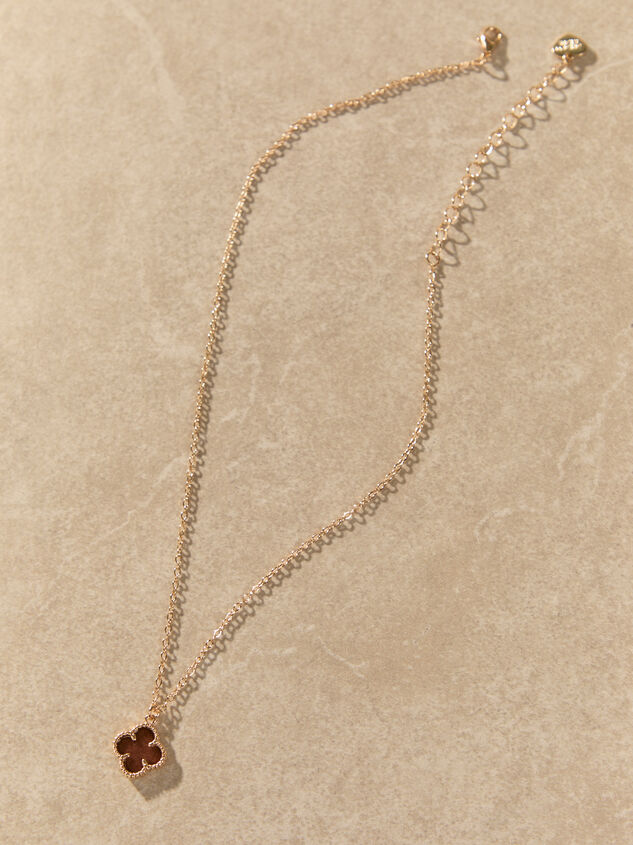Dainty Brown Clover Necklace Detail 4 - AS Kids