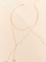 Layered Pearl Chain Y Necklace - AS Kids