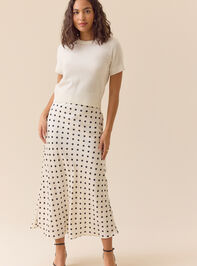 Rowan Polka Dot Satin Midi Skirt Detail 2 - ALTAR'D STATE KIDS