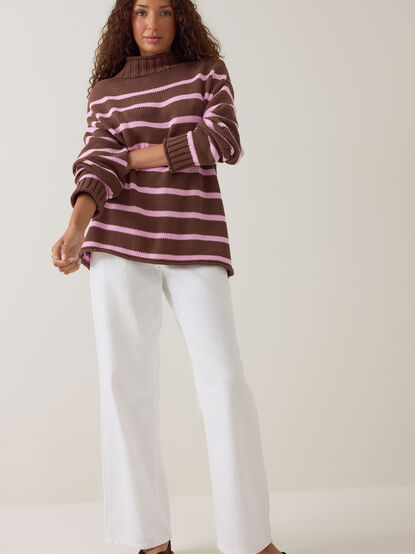 Carolyn Mock Neck Striped Sweater - AS Kids