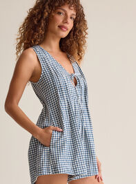 Evie Gingham Denim Romper Detail 2 - AS Kids