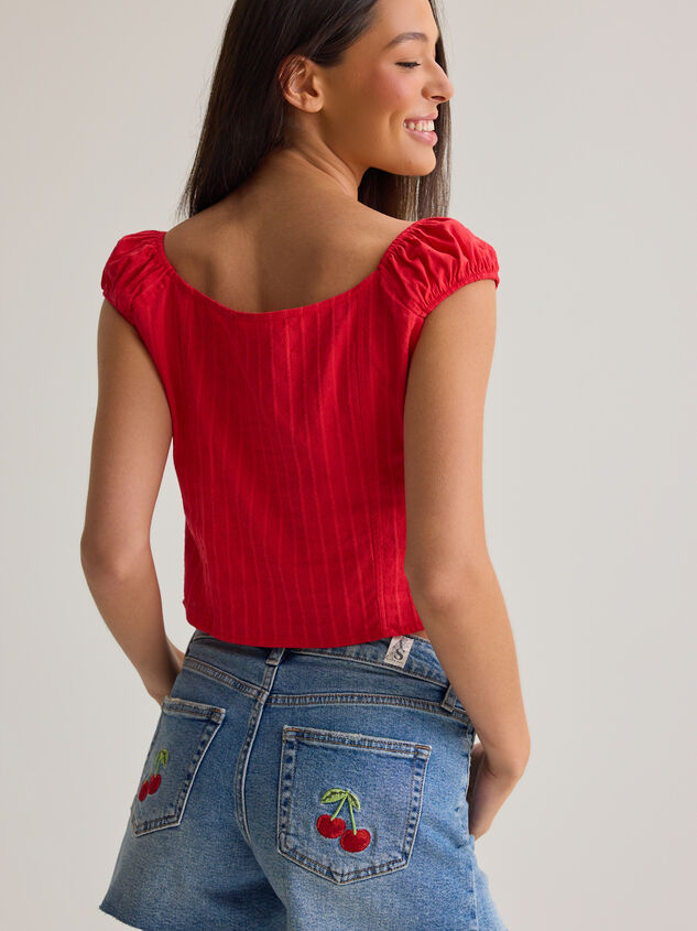 Shari Cherry Denim Shorts Detail 6 - AS Kids