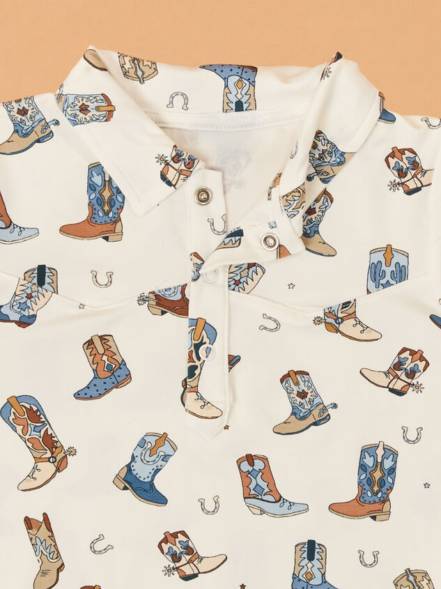 Buckaroo Boots Collared Romper Detail 2 - AS Kids