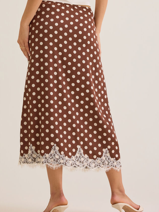 Lynlee Polka Dot Satin Lace Trim Skirt Detail 5 - AS Kids