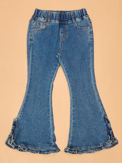 Jilly Dark Wash Ruffle Flare Jeans - AS Kids