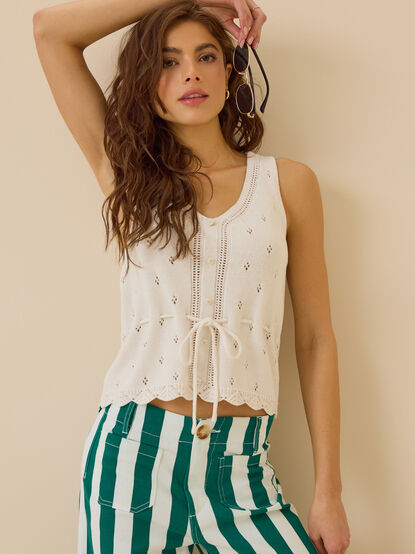Lynn Pointelle Button Tie Tank - ALTAR'D STATE KIDS