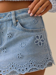 Daniella Eyelet Denim Mini Skirt Detail 3 - ALTAR'D STATE KIDS