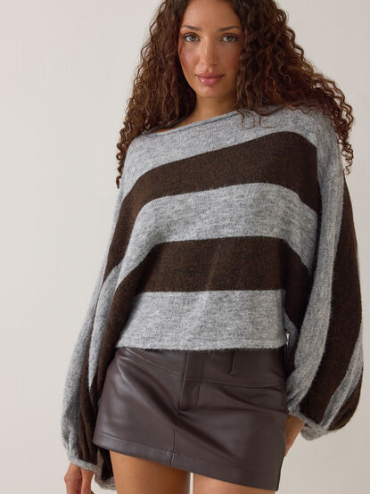 Luci Striped Oversized Sleeve Sweater - AS Kids