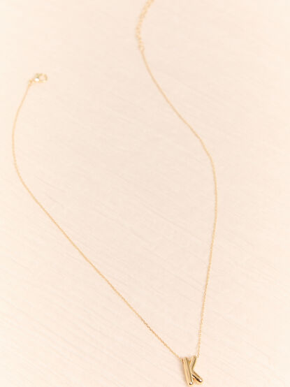 18K Gold K Bubble Monogram Necklace - AS Kids
