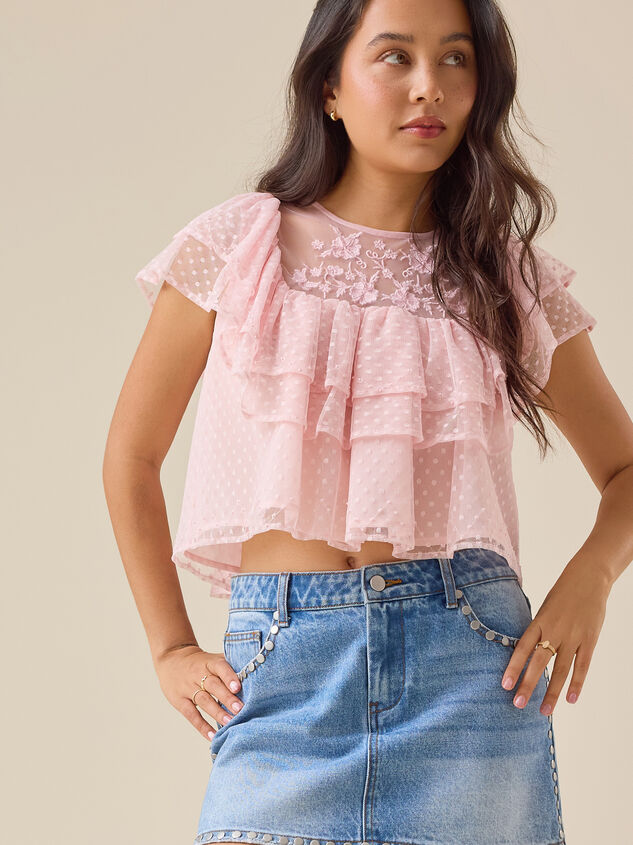 Brooklyn Dot Mesh Embroidered Top Detail 5 - ALTAR'D STATE KIDS