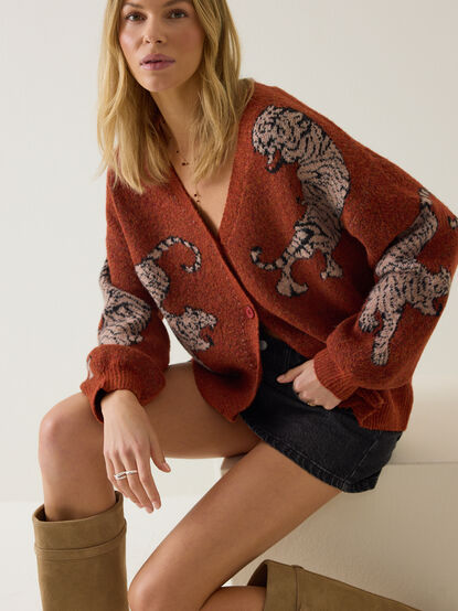 Tigris Balloon Sleeve Tiger Cardigan - AS Kids