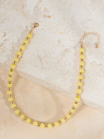 Yellow Stripe Beaded Necklace - ALTAR'D STATE KIDS