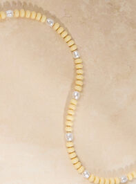 Yellow Beaded Pearl Accent Necklace Detail 2 - ALTAR'D STATE KIDS