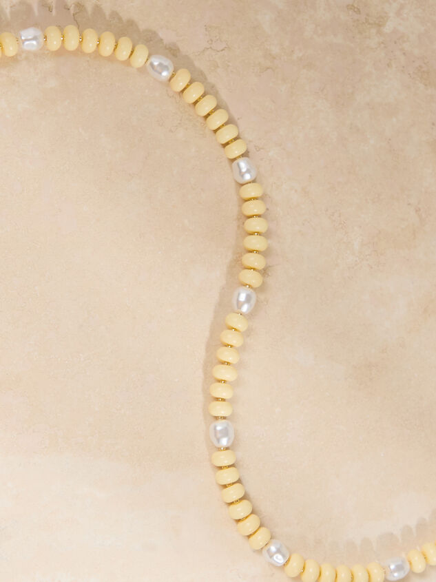 Yellow Beaded Pearl Accent Necklace Detail 2 - ALTAR'D STATE KIDS
