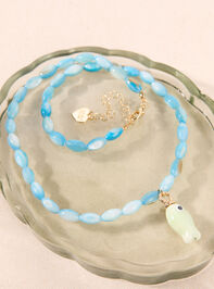 Turquoise Coastal Fish Charm Necklace Detail 2 - AS Kids