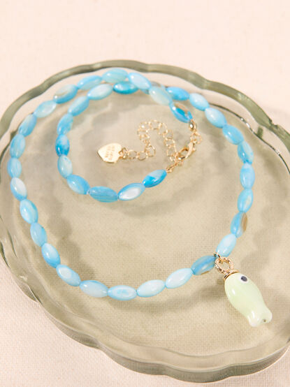 Turquoise Coastal Fish Charm Necklace - AS Kids