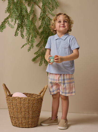 Dusty Plaid Polo Short Set - ALTAR'D STATE KIDS