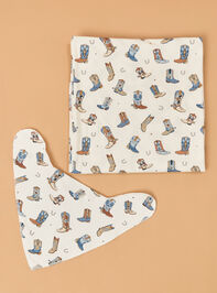 Buckaroo Boots Swaddle and Bib Detail 2 - AS Kids