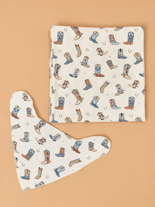 Buckaroo Boots Swaddle and Bib Detail 2 - AS Kids