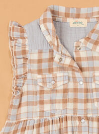 Western Plaid Snap Dress Detail 4 - AS Kids