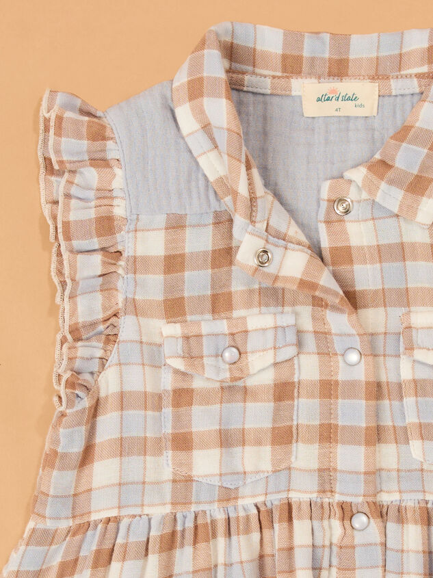 Western Plaid Snap Dress Detail 4 - AS Kids