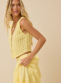 Ada Pointelle Pearl Button Sleeveless Cardigan Detail 3 - ALTAR'D STATE KIDS