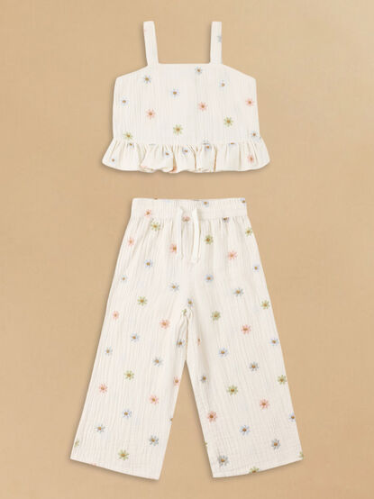 Kayli Embroidered Daisy Top and Pant Set By Rylee + Cru - ALTAR'D STATE KIDS