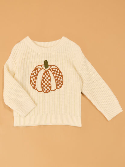 Charles Checkered Pumpkin Knit Sweater - AS Kids