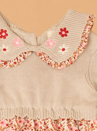Clara Floral Sweater Dress Detail 2 - AS Kids