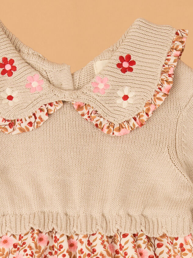 Clara Floral Sweater Dress Detail 2 - AS Kids