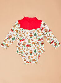 Cowboy Christmas Polo Bodysuit Detail 2 - ALTAR'D STATE KIDS