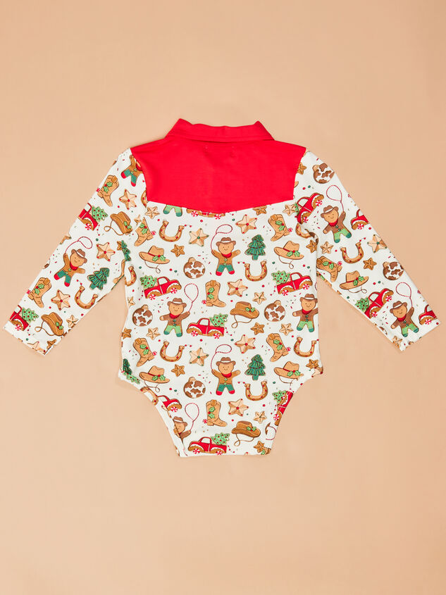Cowboy Christmas Polo Bodysuit Detail 2 - ALTAR'D STATE KIDS