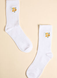 Yellow Flower Embroidered Crew Sock - ALTAR'D STATE KIDS