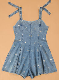 Jane Embroidered Denim Romper and Tee Set Detail 5 - AS Kids