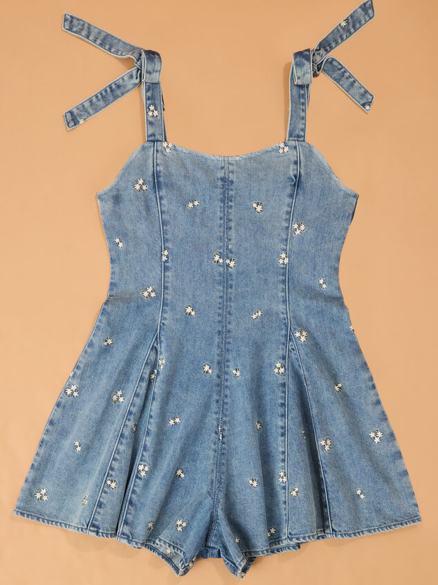 Jane Embroidered Denim Romper and Tee Set Detail 5 - AS Kids