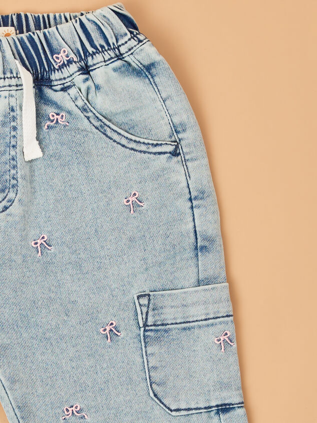 Sally Bow Denim Joggers Detail 2 - AS Kids
