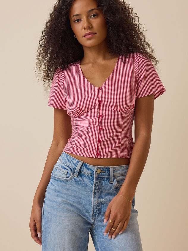 Wendy Gingham Button Front Top Detail 4 - ALTAR'D STATE KIDS